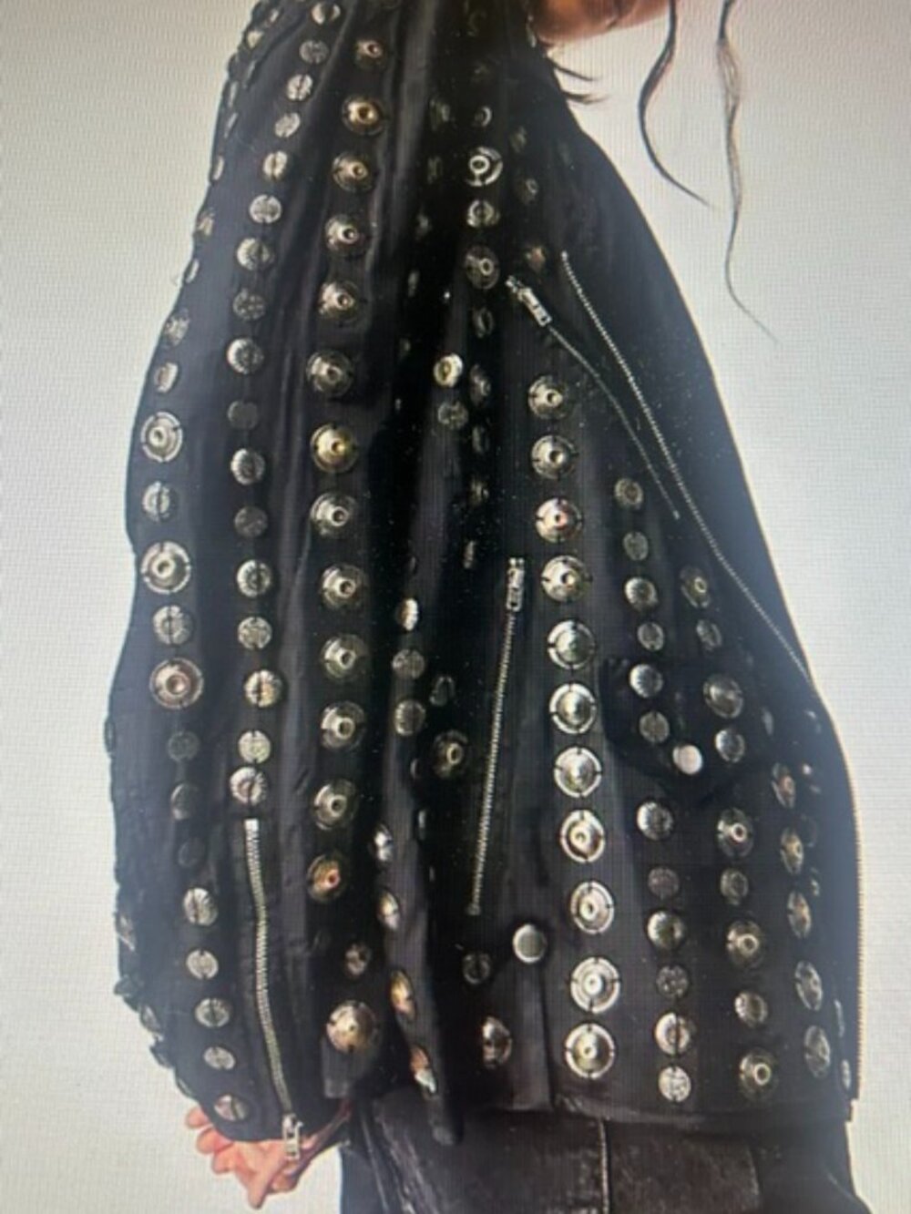 Free People Lush Black Metal Chelsea Coin Lined Zip Front Moto Jacket NEW